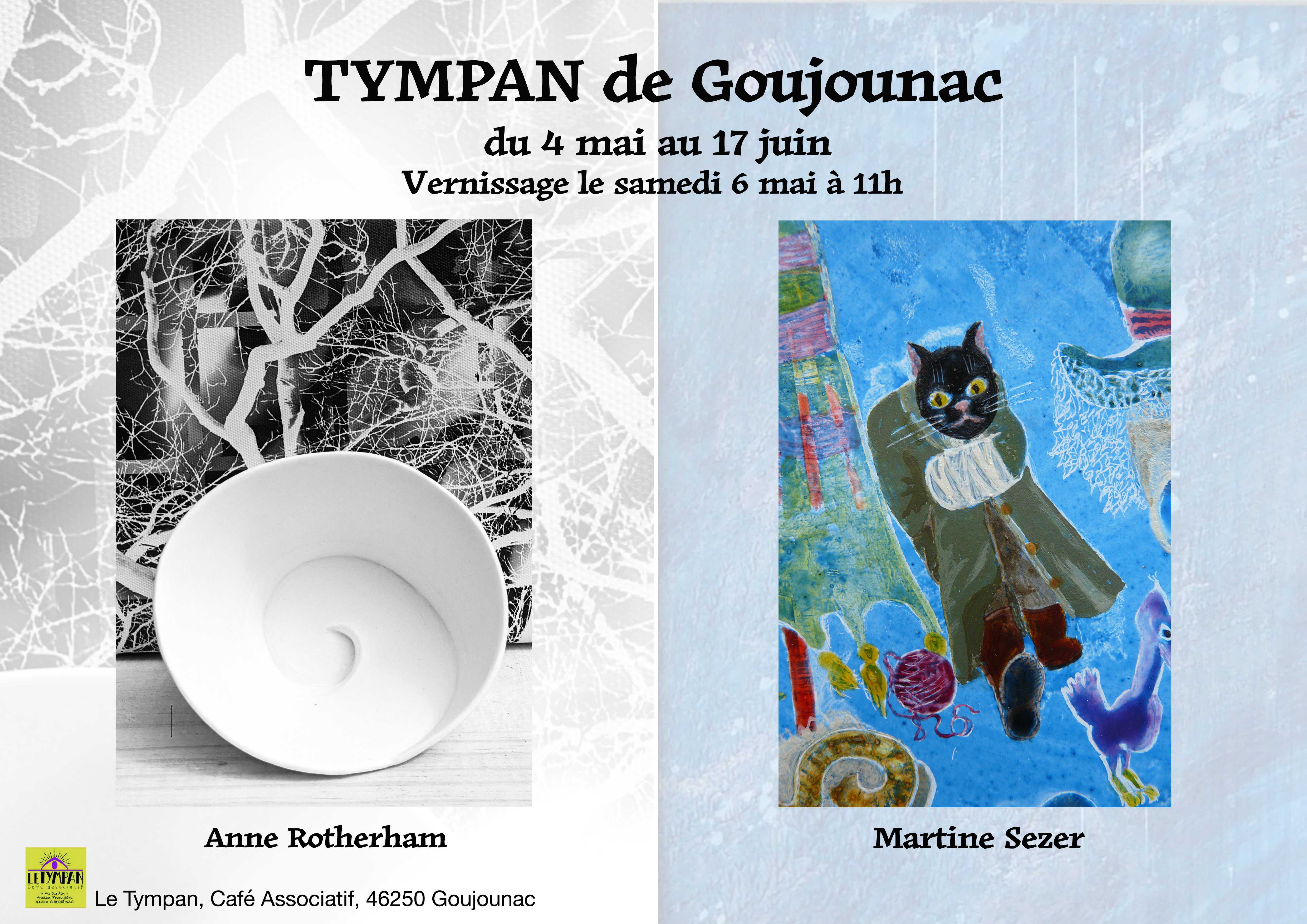 Figeac : Exposition des céramiques d'Anne Rotherham  et des peintures de Martine Sezer au Tympan