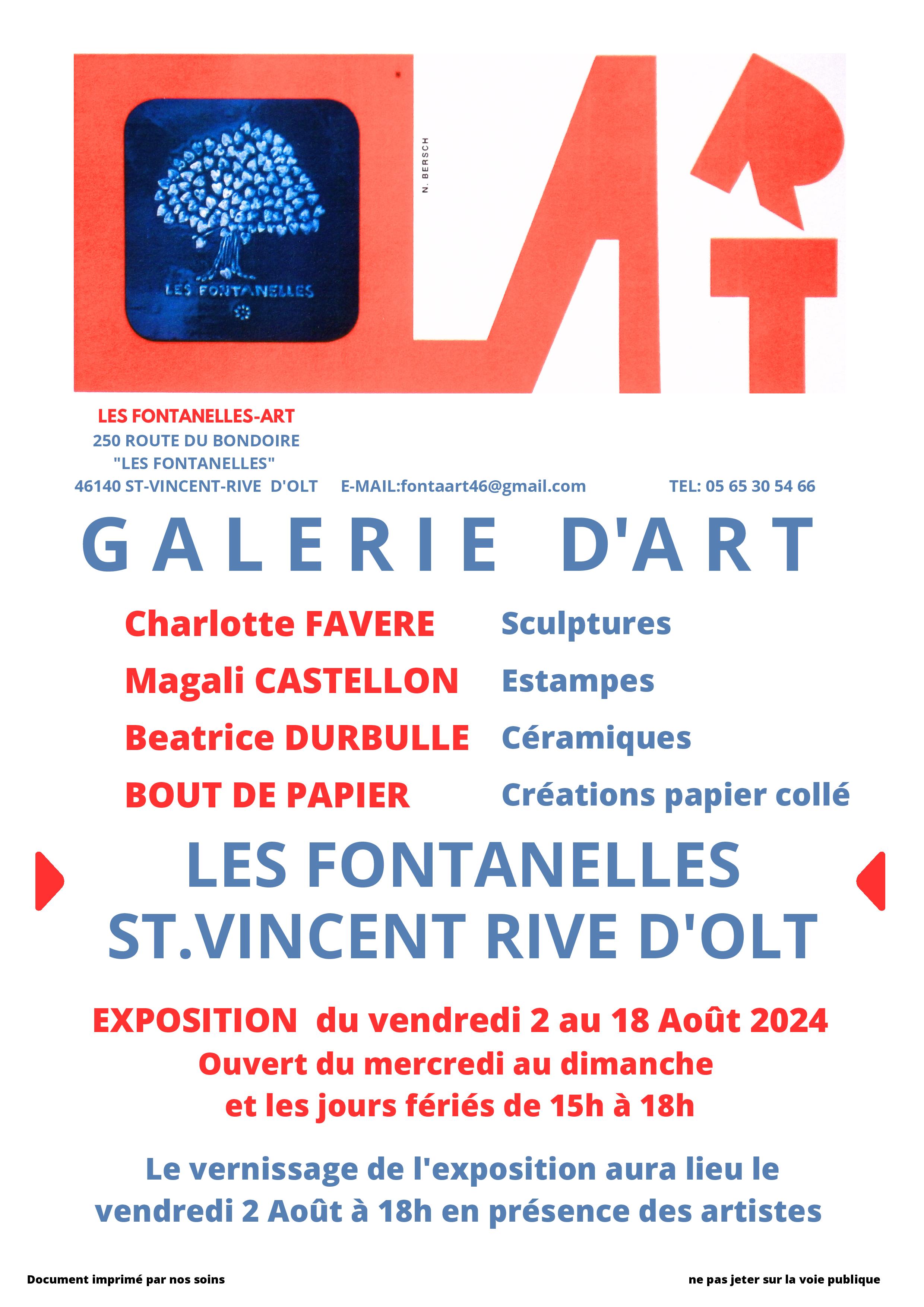 Figeac : Exposition à la galerie Les Fontanelles: Beatrice Durbulle, Magali Castellon, Charlotte Favère et Bout de Papier