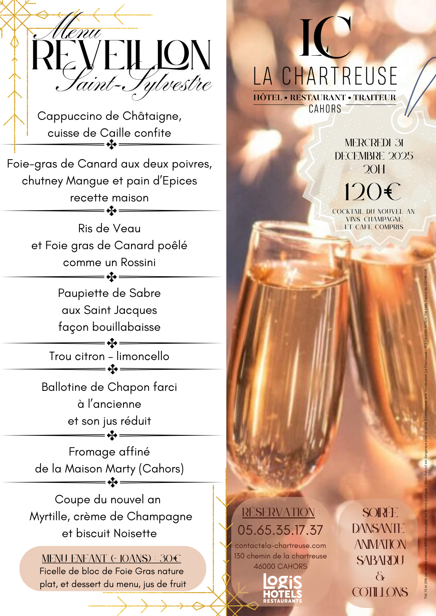 Figeac : Menu de la Saint Sylvestre à La Chartreuse