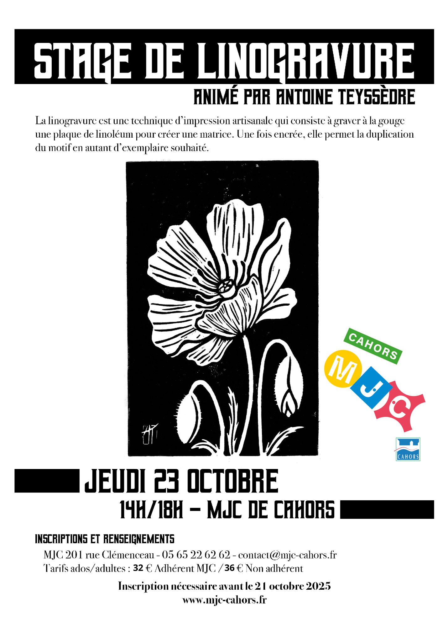 Figeac : Stage de linogravure - MJC Cahors