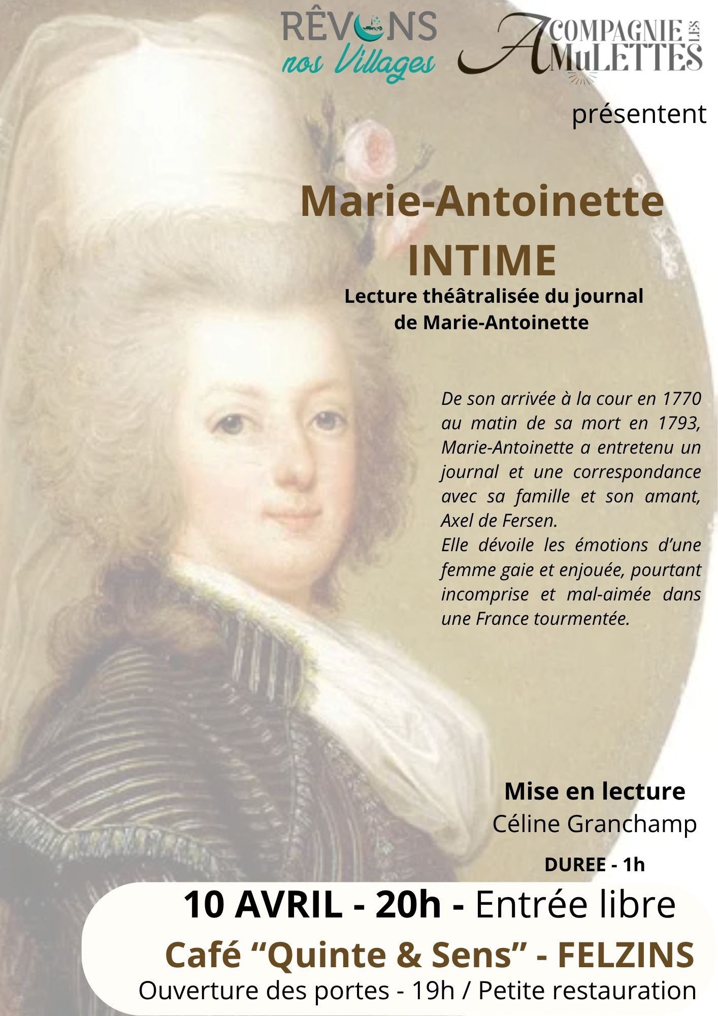 Figeac : Lecture théâtralisées à Felzins :  Marie-Antoinette intime