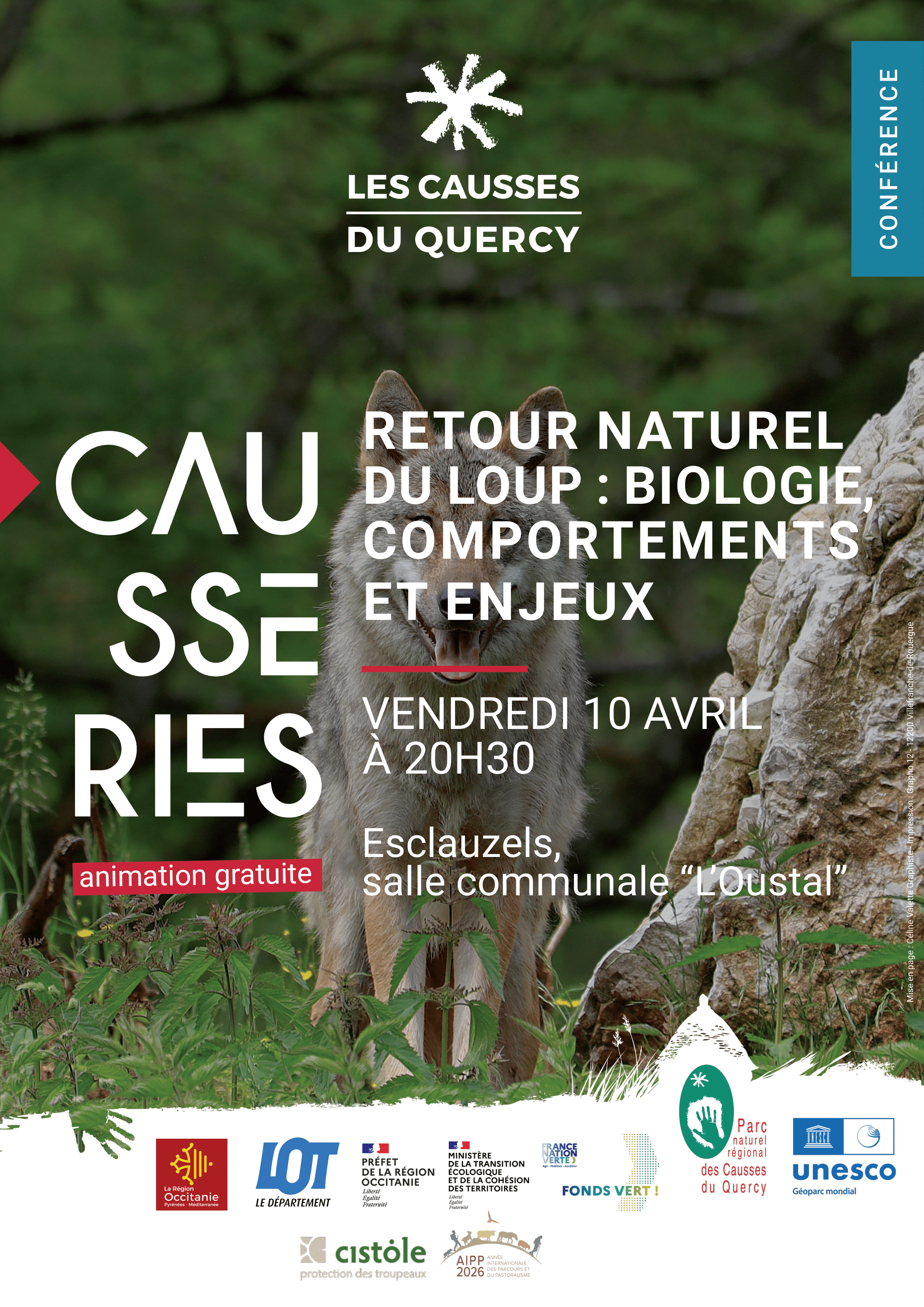 Figeac : Retour naturel du loup Biologie, comportements et enjeux conférence de Cyril Prévent