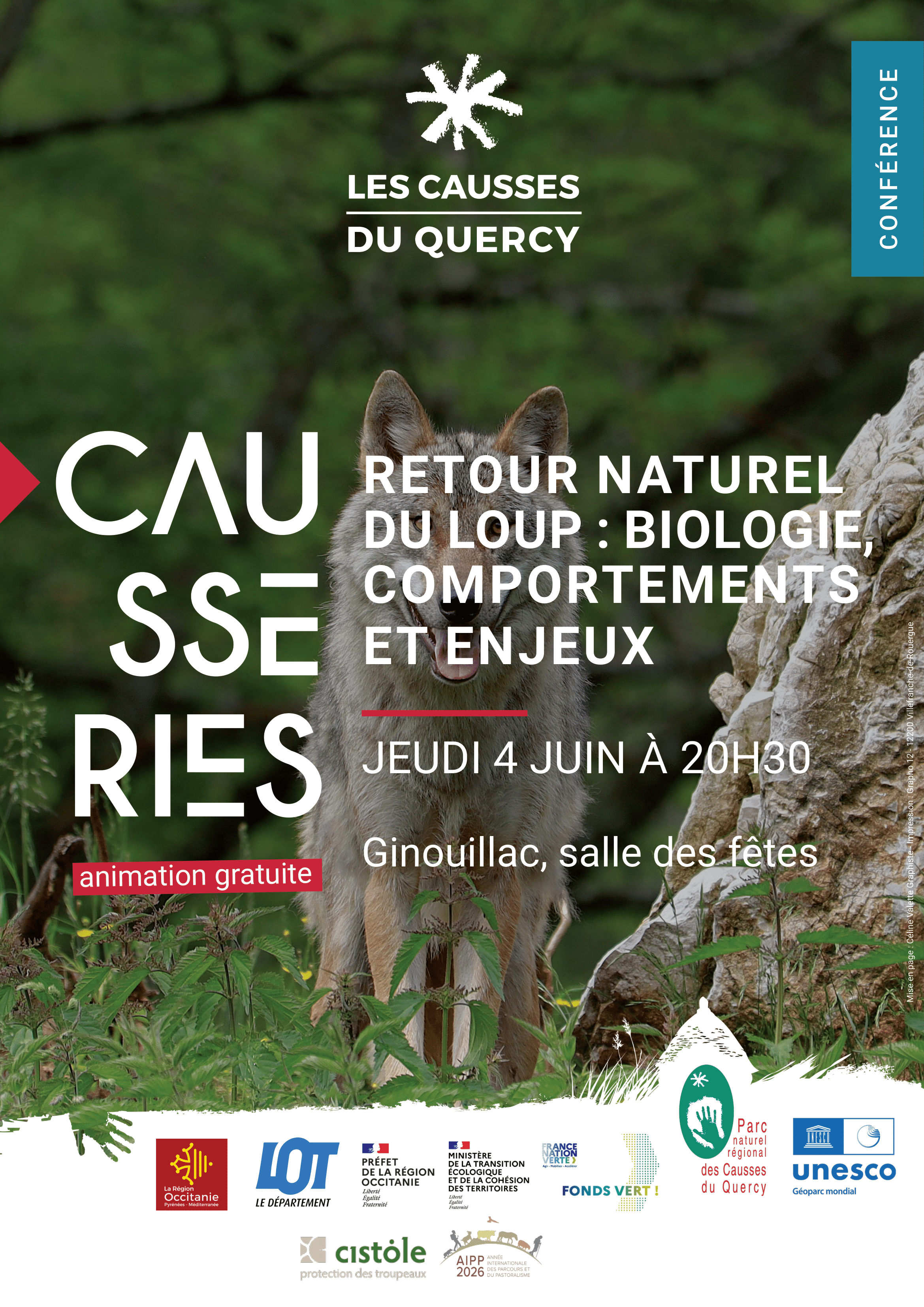 Figeac : Retour naturel du loup Biologie, comportements et enjeux conférence de Cyril Prévent