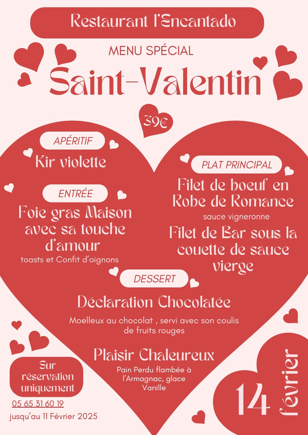 Figeac : Menu de la Saint-Valentin à l'Encantado