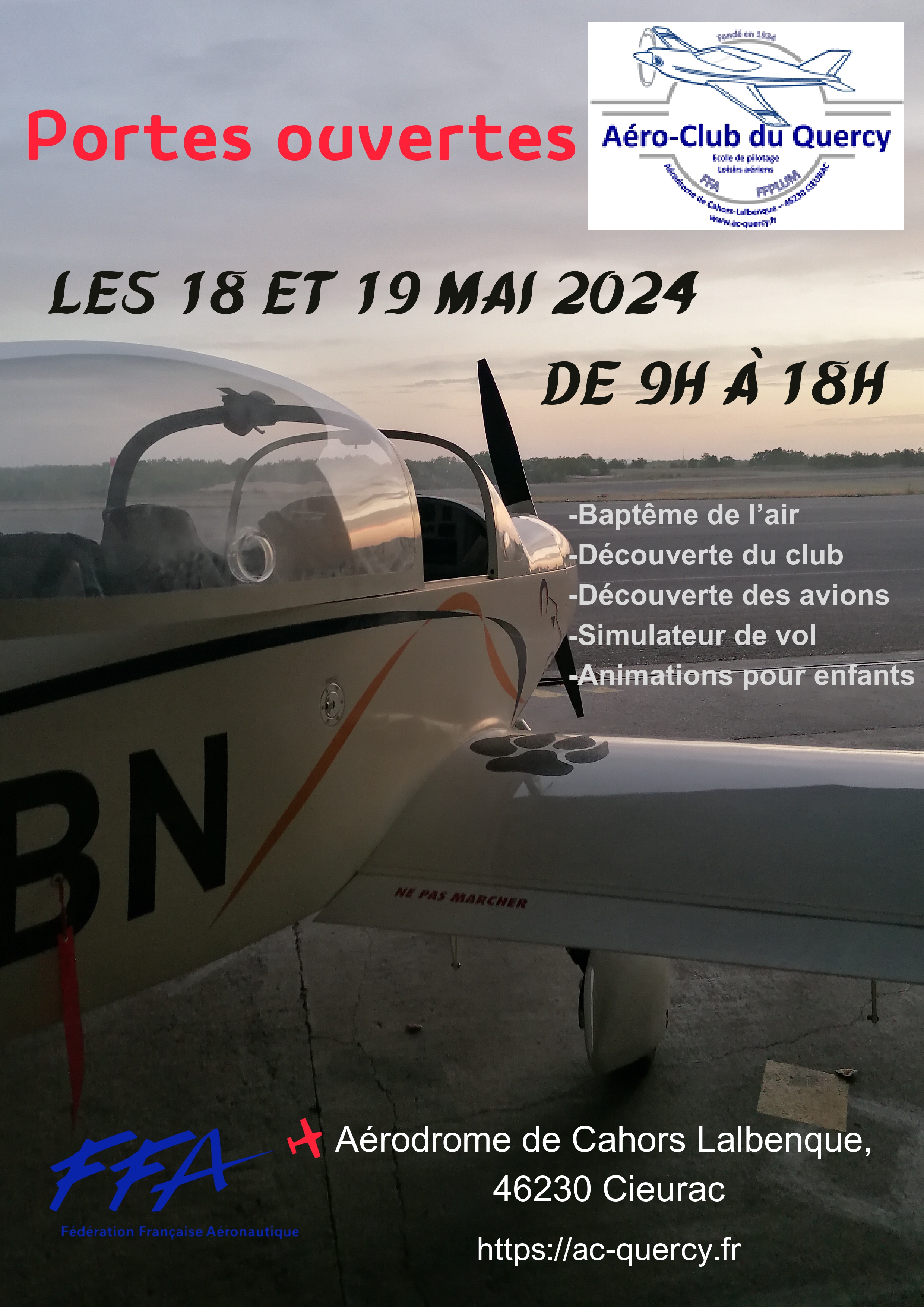 Journées portes ouvertes à l'Aéroclub du Quercy à Cieurac