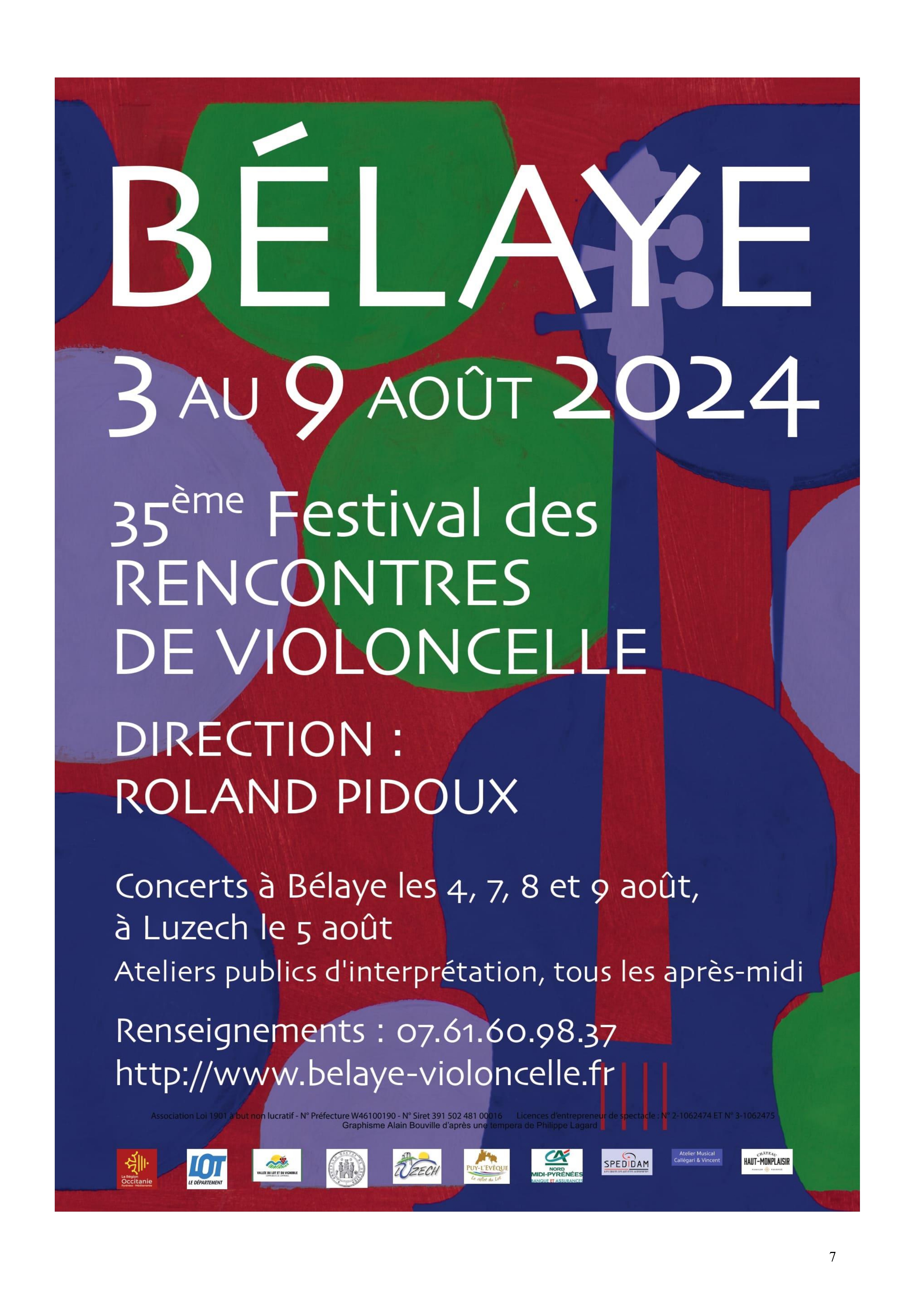 Figeac : XXXVèmes Rencontres de Violoncelle de Bélaye : Concert d'ouverture du dimanche