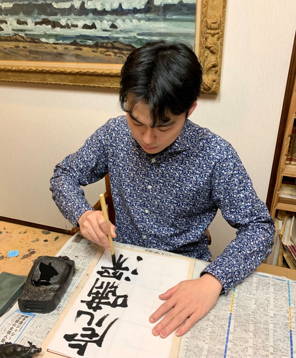 Atelier de Tenkoku avec Masaki Saito au musée Champollion de Figeac