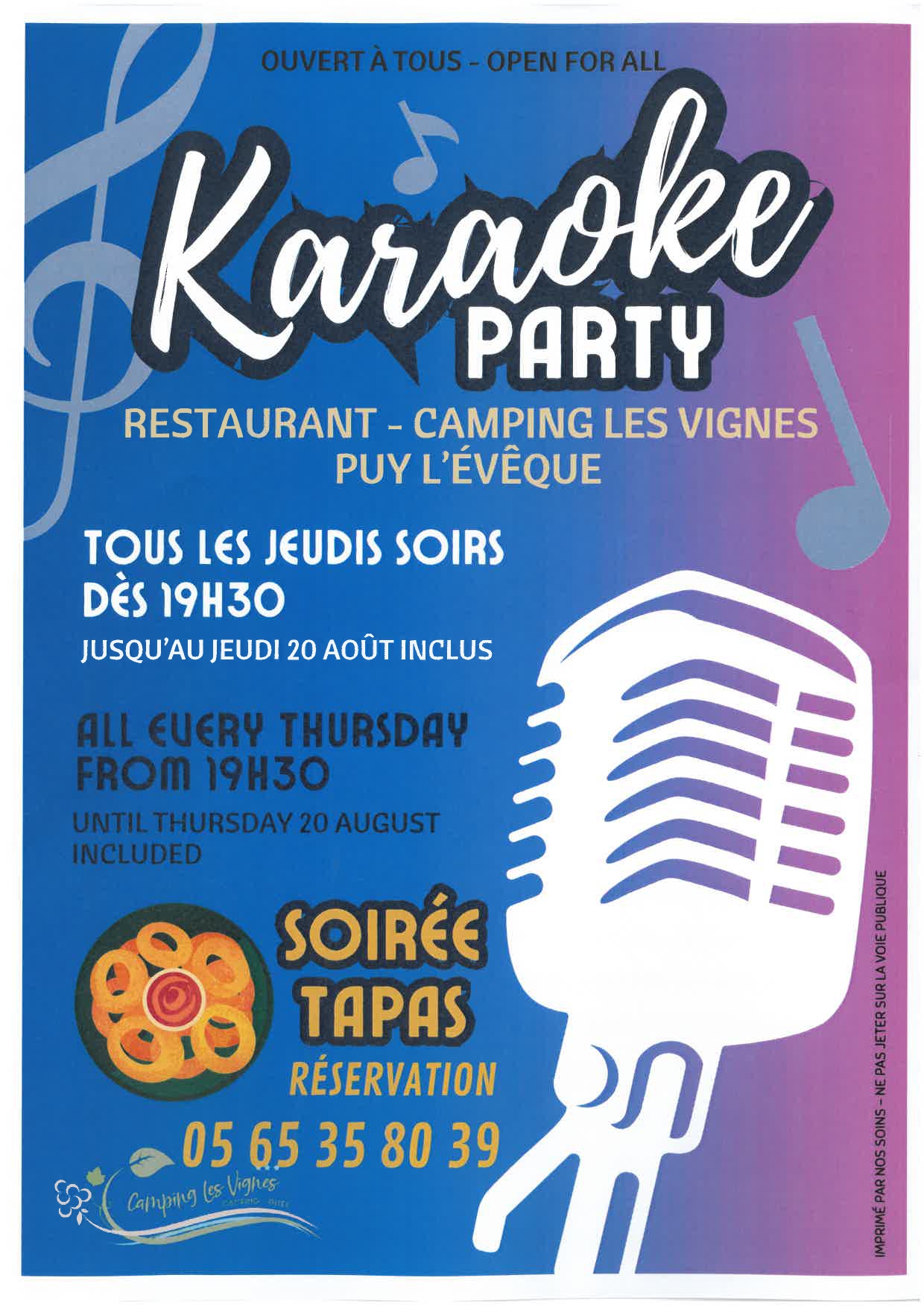 Figeac : Soirée tapas et karaoké au camping les Vignes