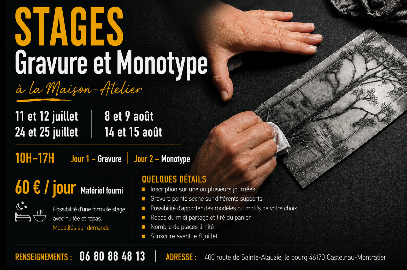 Figeac : Stage de gravure à la Maison-Atelier