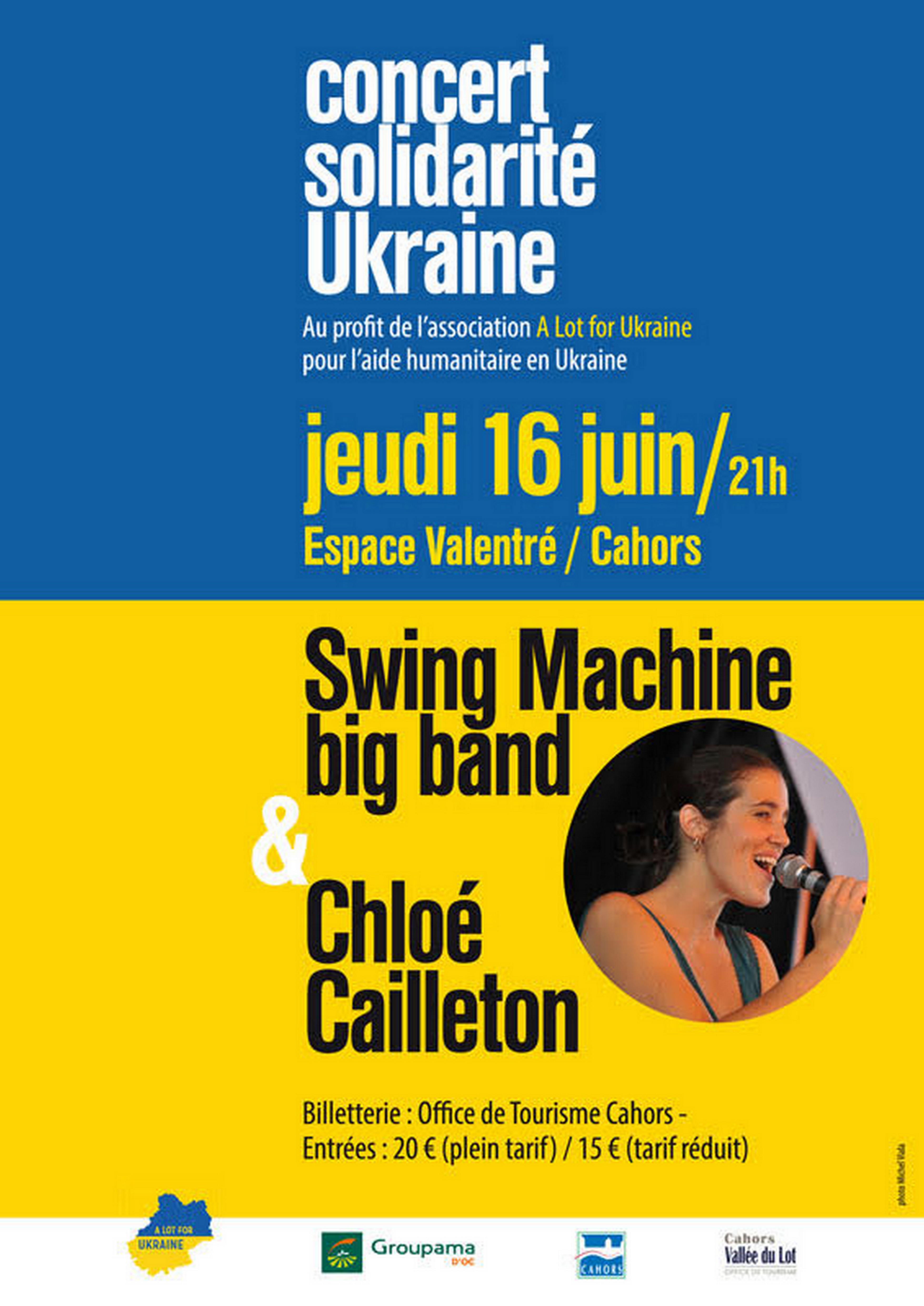 Figeac : Concert solidarité Ukraine: Swing Machine Big Band et Chloé Cailleton
