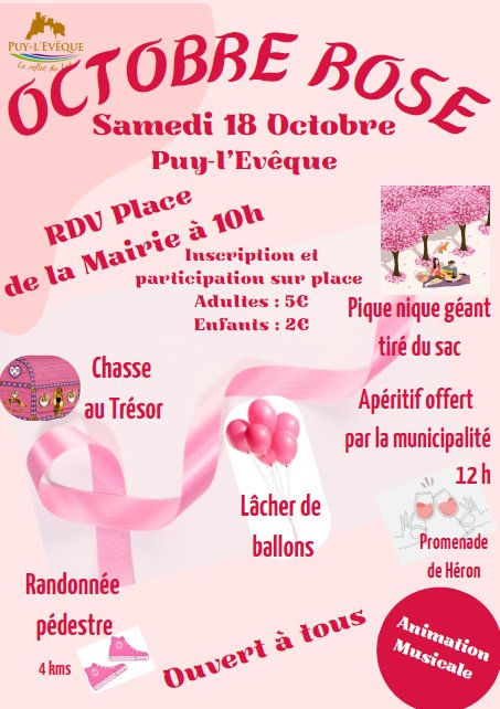 Figeac : Octobre rose à Puy-l'Evêque : randonnée et chasse au trésor