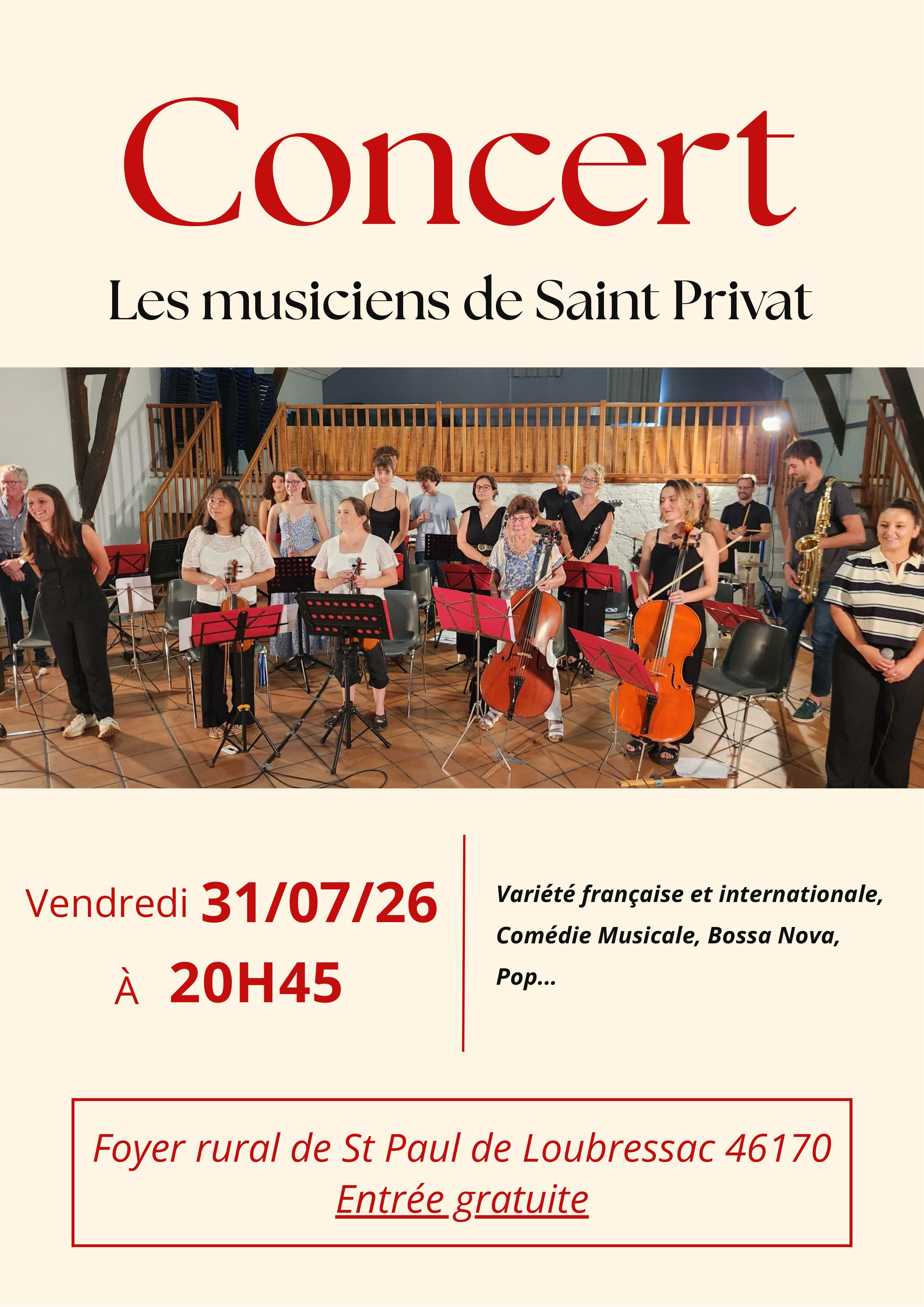Figeac : Concert à Saint-Paul-de-Loubressac: Les musiciens de Saint-Privat