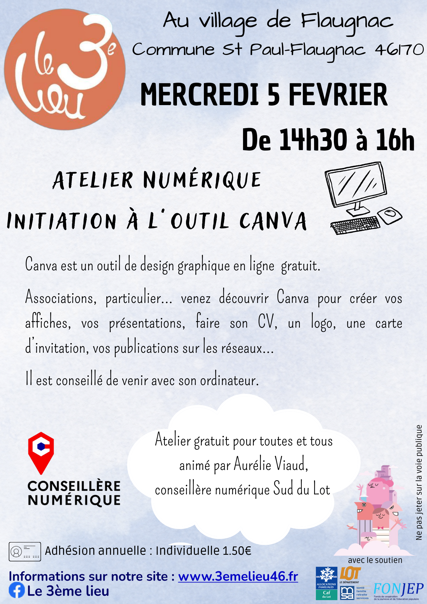 Atelier numérique : Initiation à Canva au 3ème Lieu