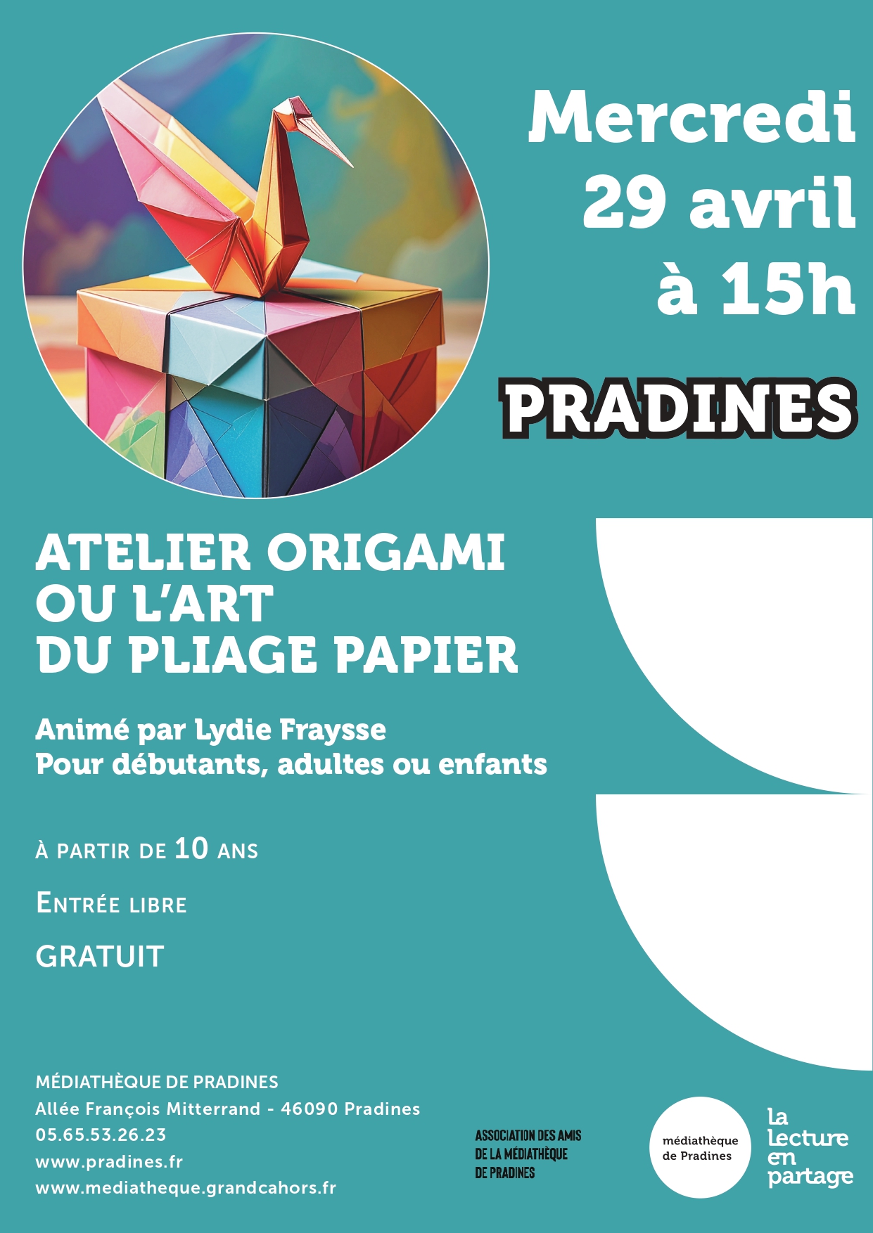 Figeac : Atelier Origami à la Médiathèque de Pradines