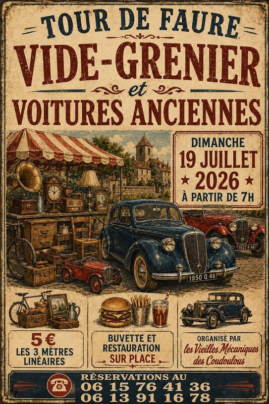 Figeac : Vide grenier - exposition de voitures anciennes