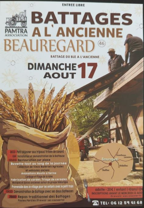 Figeac : Battage à l'ancienne à Beauregard