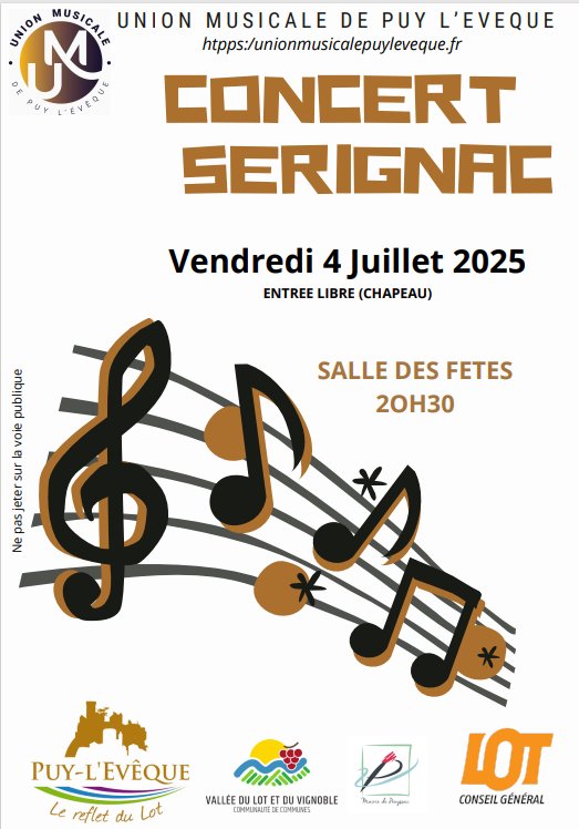Figeac : Concert à Sérignac: Orchestre d'Harmonie de Puy-l'Evêque
