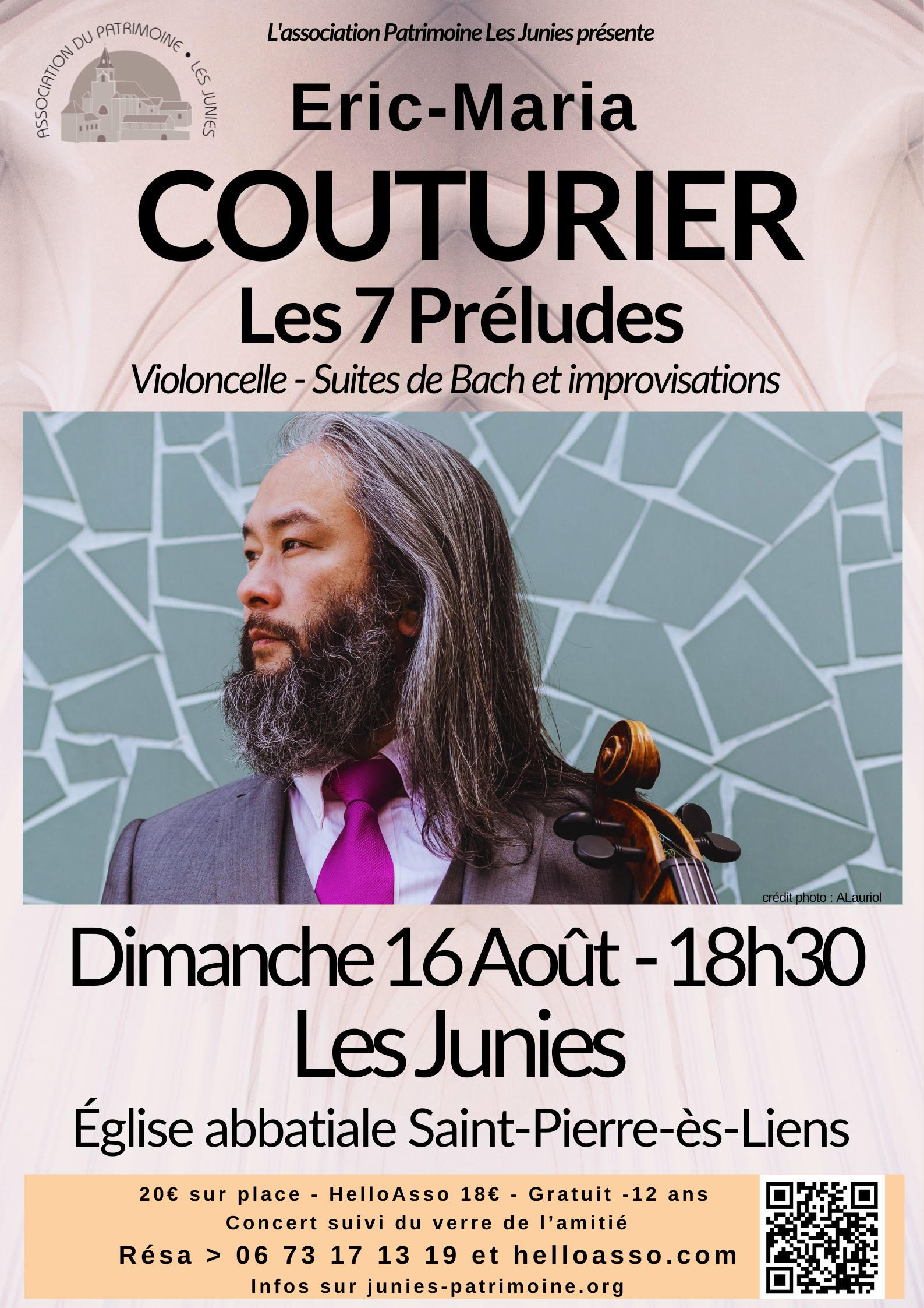 Figeac : Concert aux Junies : Eric-Maria Couturier - Violoncelliste.