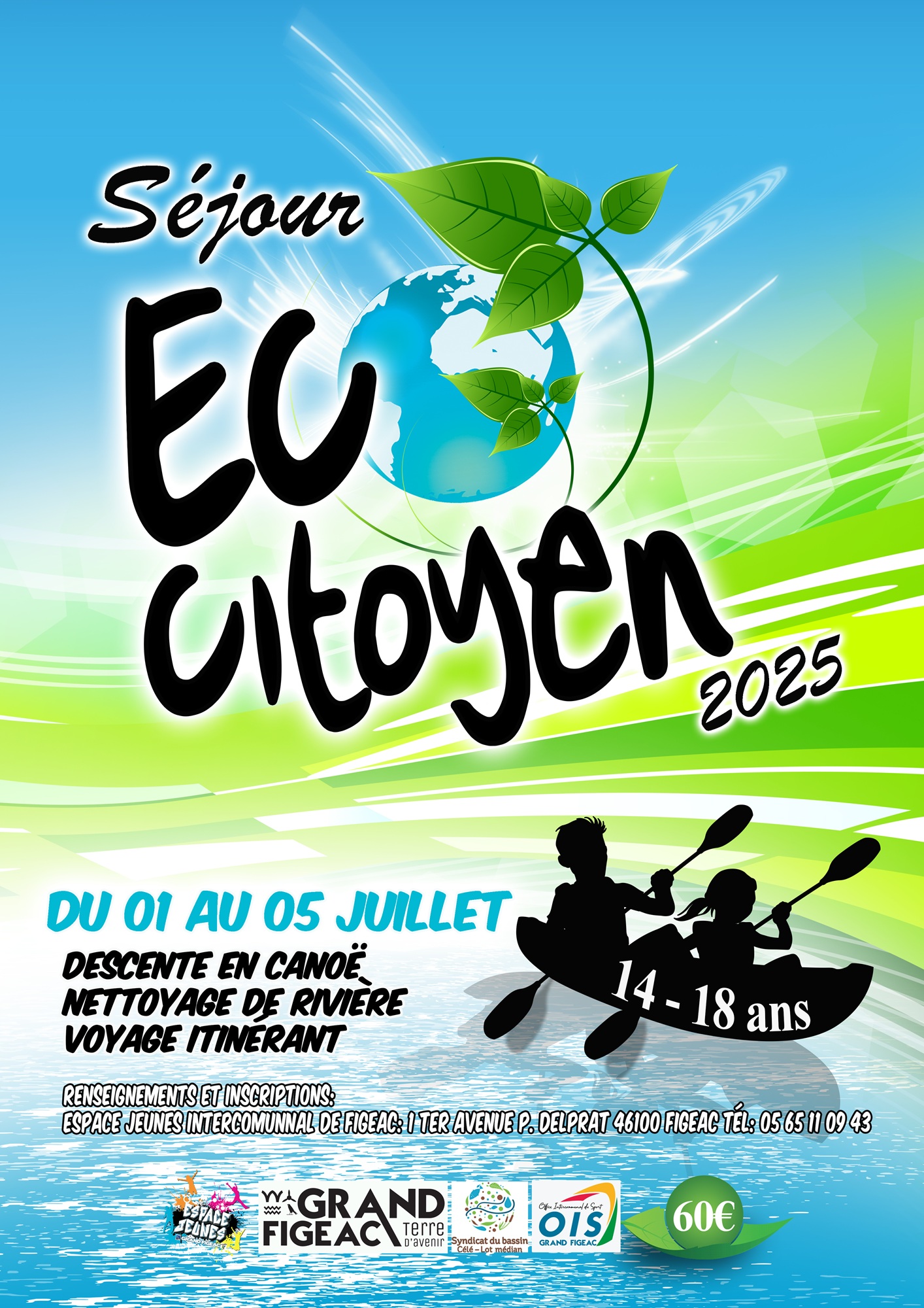 Figeac : Séjour écocitoyen – Nettoyage du Célé en canoë