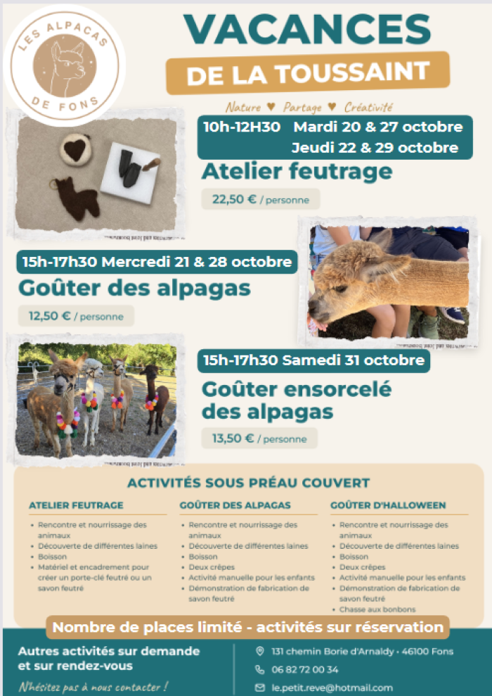 Figeac : Ateliers feutrage à la ferme des Alpacas de Fons
