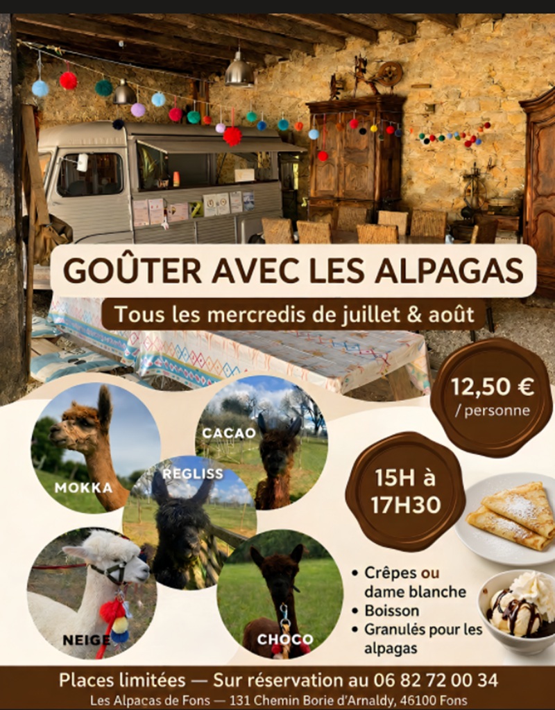 Figeac : Goûter avec les alpagas