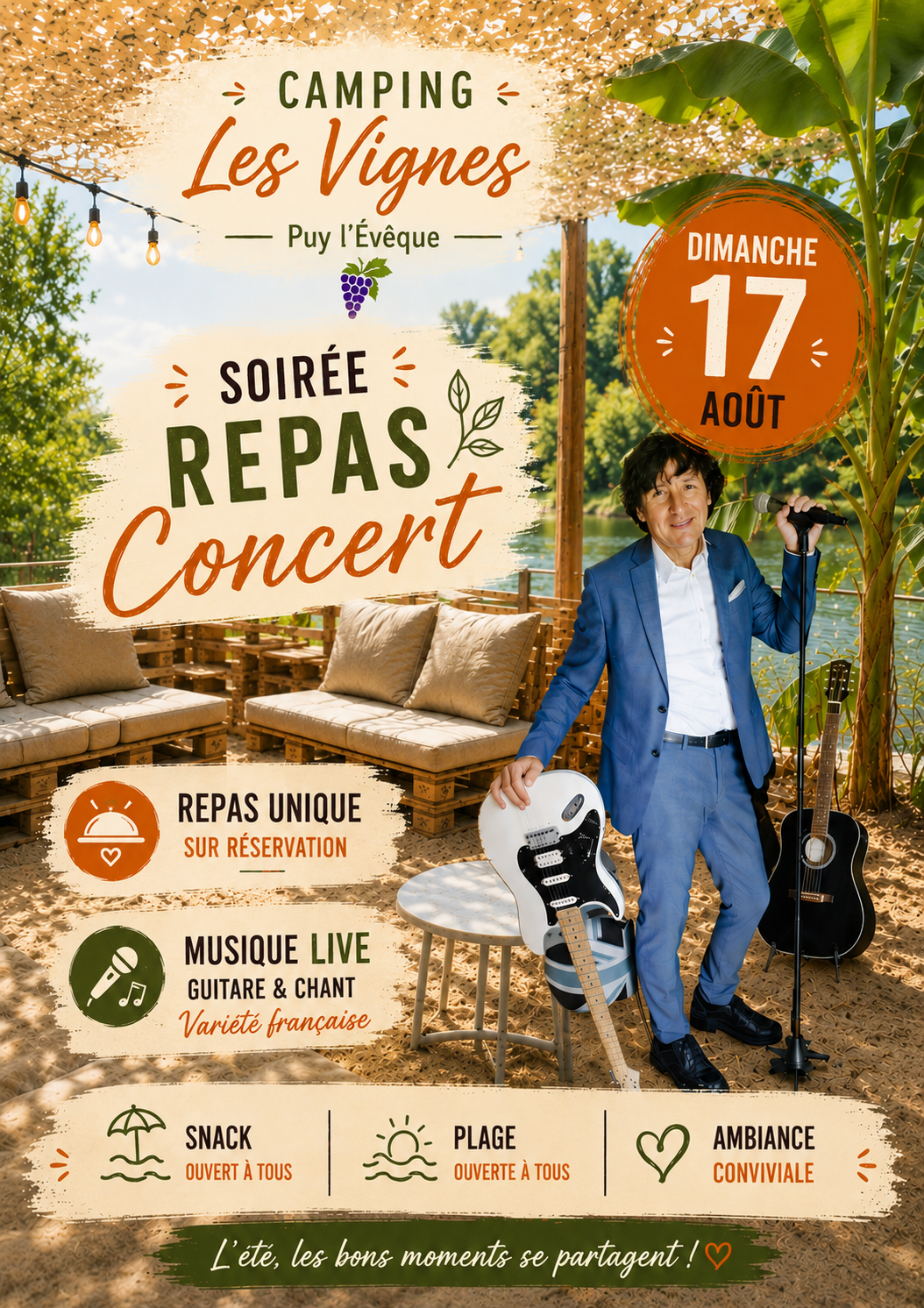 Figeac : Repas concert au camping Les Vignes