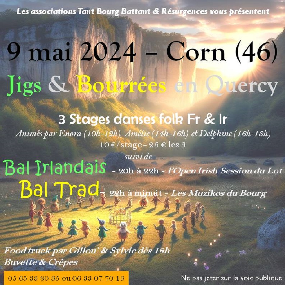 Figeac : Stage de danses trad, bal, : Jigs et Bourrées en Quercy à Corn