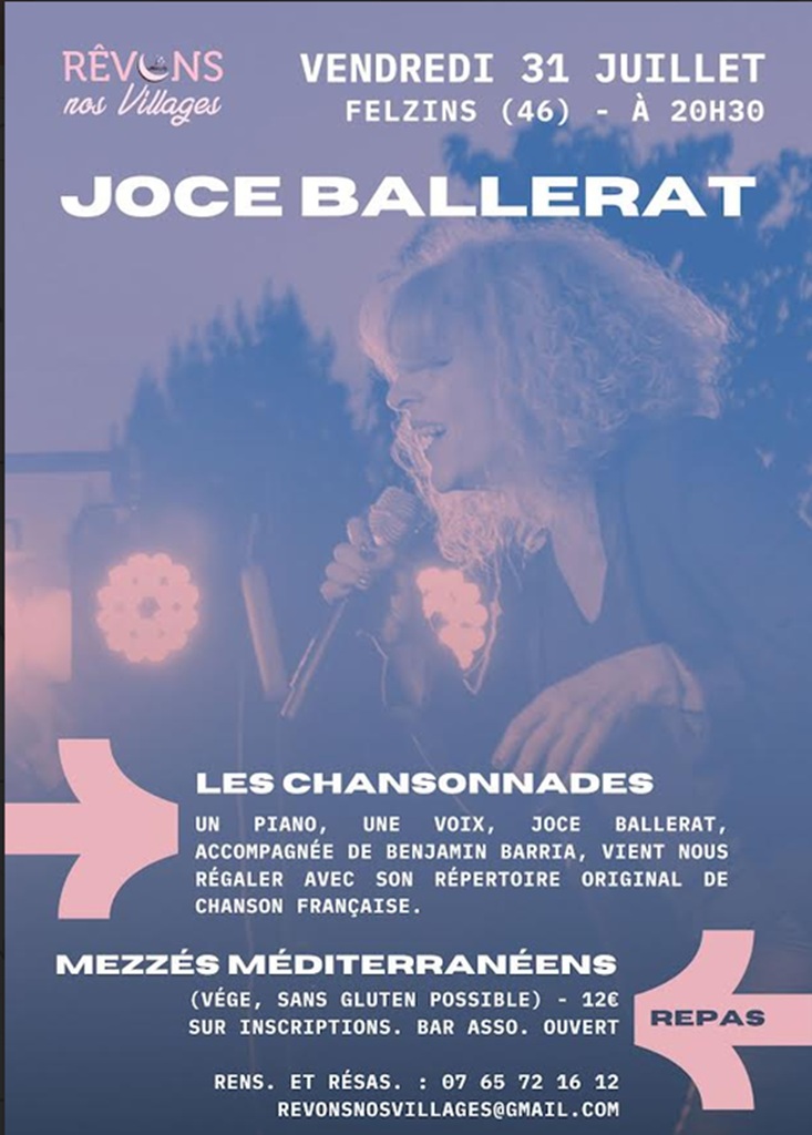 Figeac : Concert de Joce Ballerat – Les chansonnades au Quinte & Sens, Felzins