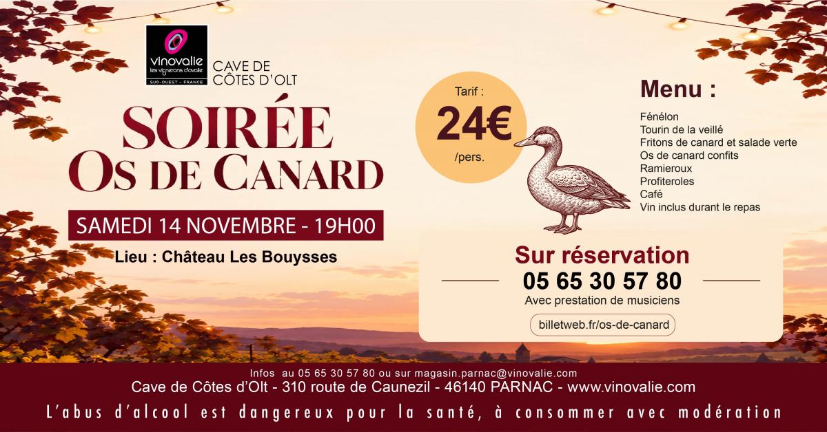 Figeac : Repas Os de canard au Château de Mercuès