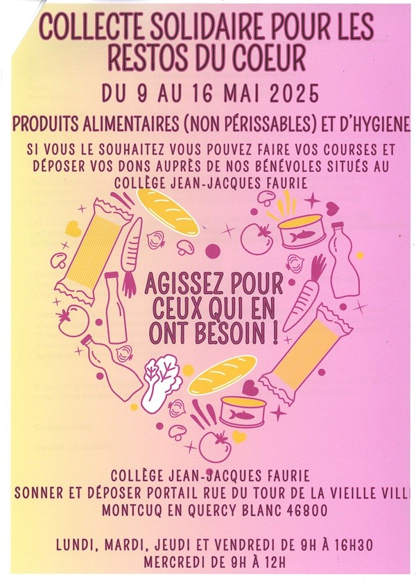 Figeac : Collecte solidaire pour les Restos du cœur