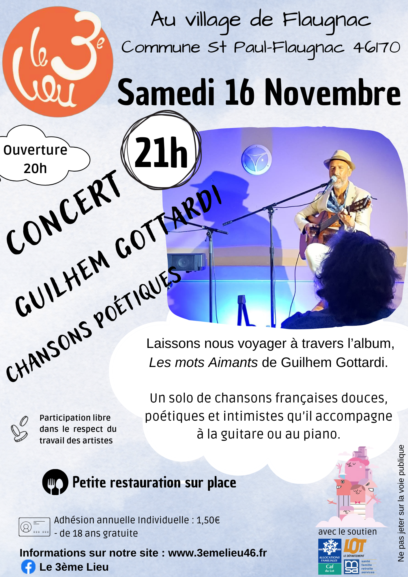 Figeac : Concert Guilhem Gottardi au 3ème Lieu