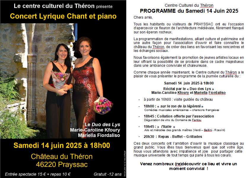 Figeac : Journée culturelle et concert lyrique au Château du Théron