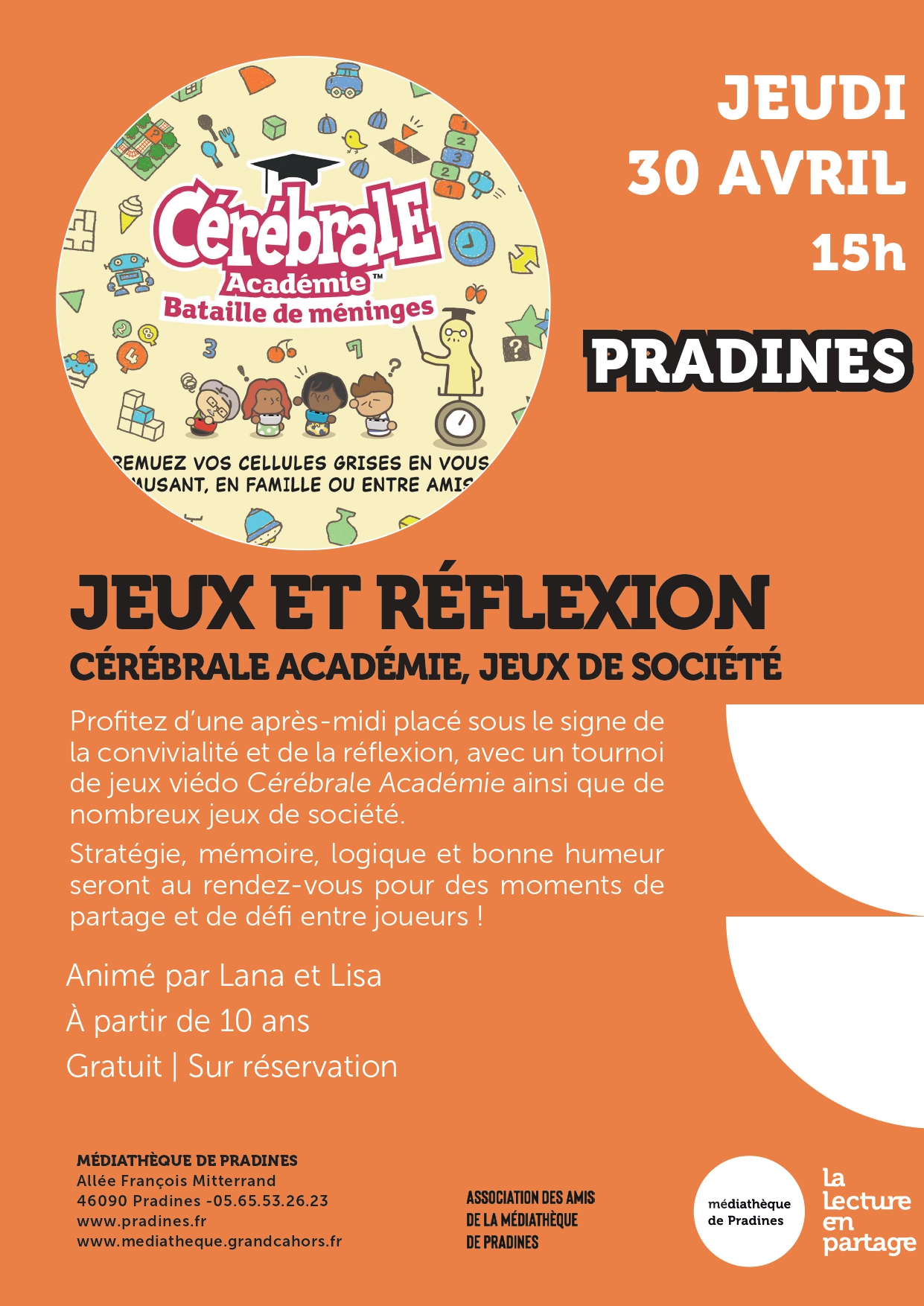 Figeac : Cérébrale académie : jeux de société à la Médiathèque de Pradines
